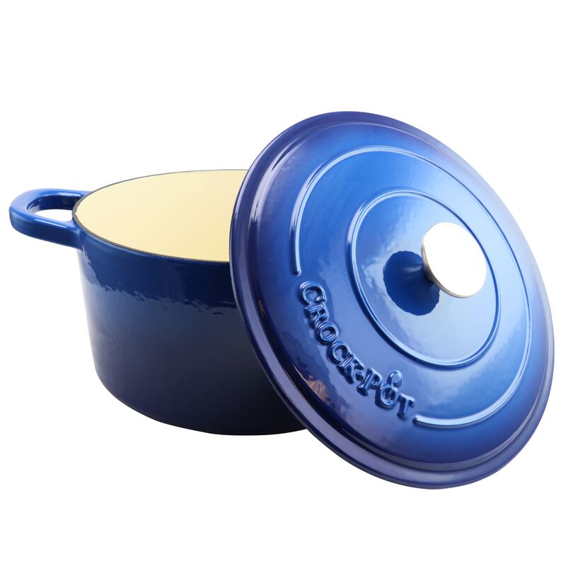 Crock Pot Artisan 7 Quart Round Cast Iron Dutch Oven in Sapphire Blue