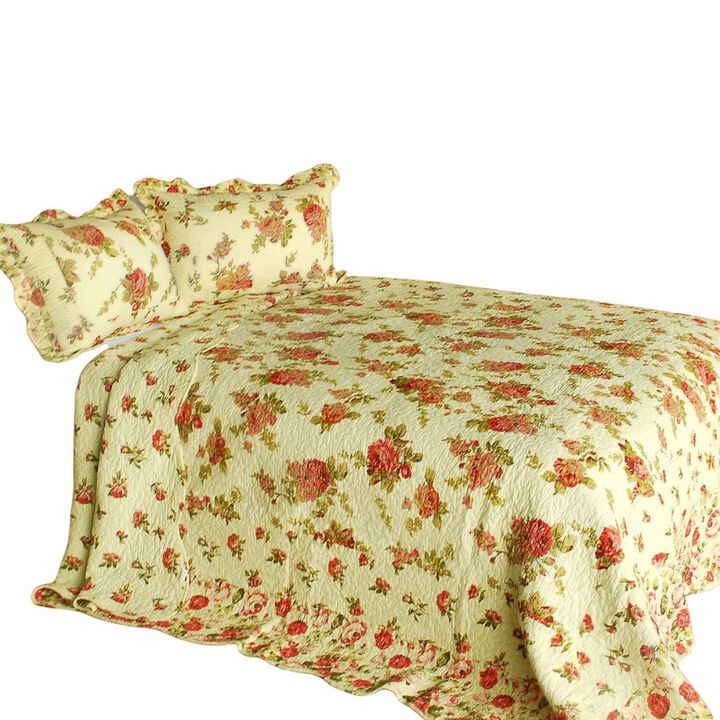 Queen Size Cotton 3 Piece Printed Quilt Set Beauty of Light Soft Bedding