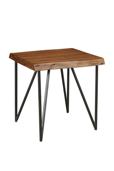 HomeRoots 24" Black And Wood Brown Solid Wood End Table
