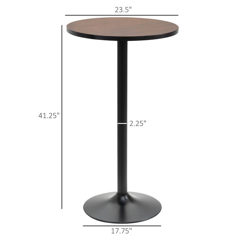 HOMCOM 42" H Bar Height Round Bar Table, Rustic Industrial Pub Table, Elm Wood Top Bistro Table with Metal Base