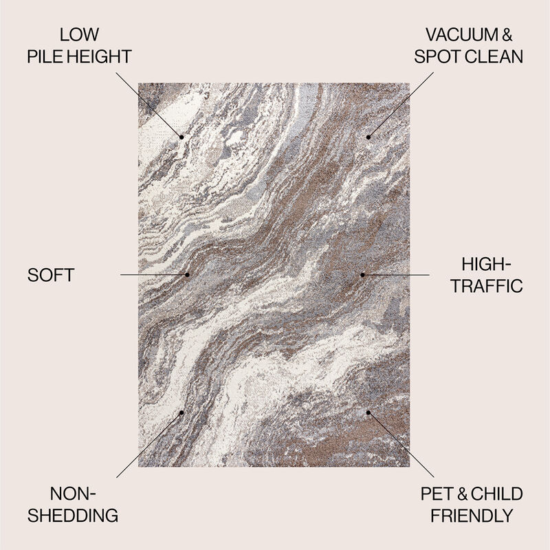 Kassia Contemporary Glam Abstract Marble Indoor Area Rug image number 2