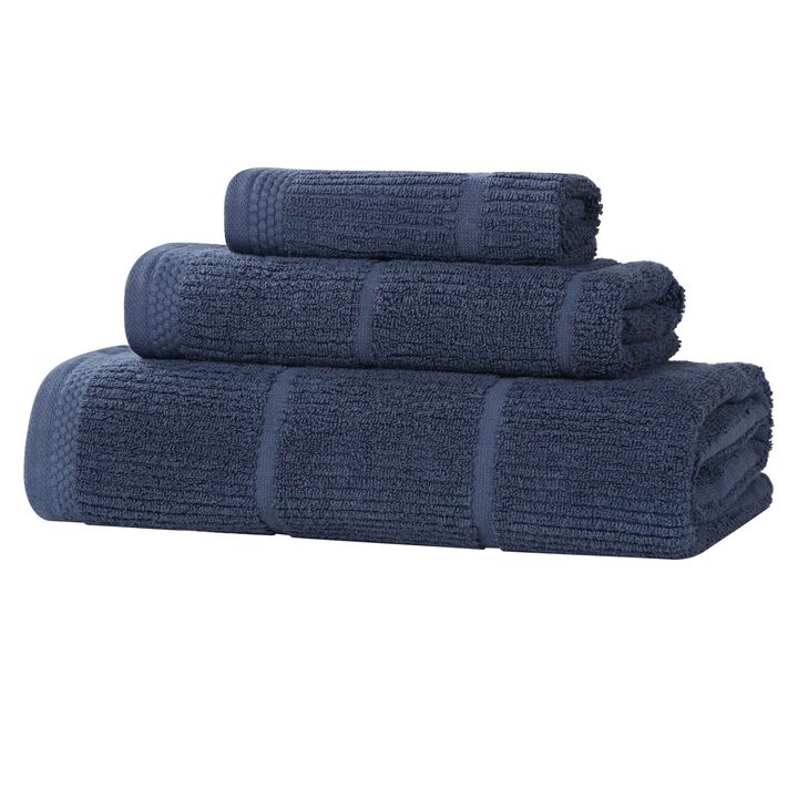 Solid Ribbed Viscose Cotton Blend Towel Set for Everyday Use