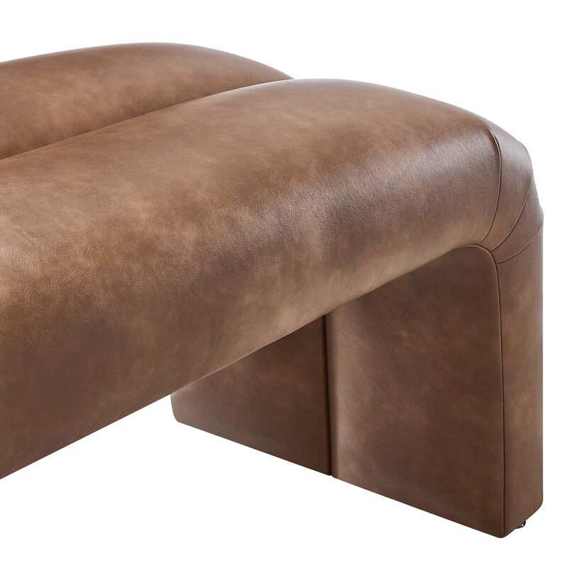 Modway EEI-6770-BRN Dax 50.5" Vegan Leather Upholstered Accent Bench, Brown image number 8