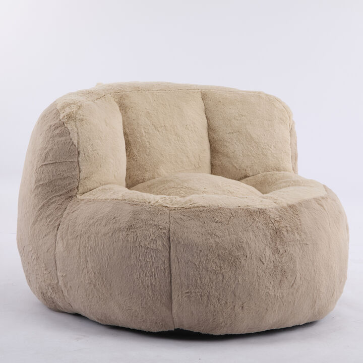GOODSILO Oversized Bean Bag Chair Lounger Sofa Large Comfy Faux Fur Living Room Furniture