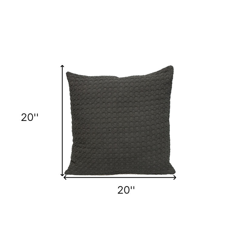 HomeRoots 20" Gray Cotton Throw Pillow With Texture image number 3