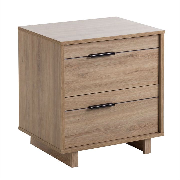 Modern 2 Drawer End Table Nightstand with Storage for Bedroom or Living Room