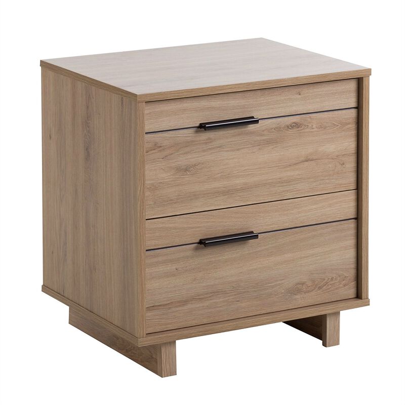 Hivvago Modern 2-Drawer End Table Nightstand in Light Oak Wood Finish