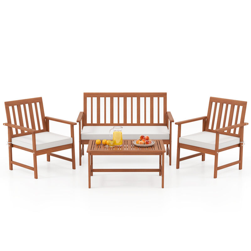 4-Piece Outdoor Furniture Set with Seat Cushions for Patio or Garden Seating