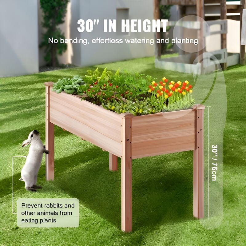 Wooden Raised Garden Bed for Growing Vegetables, Herbs, and Flowers Outdoors-Burlywood image number 9