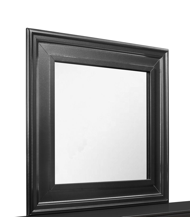 HomeRoots 38" Gray Square Wood Framed Accent Mirror image number 3