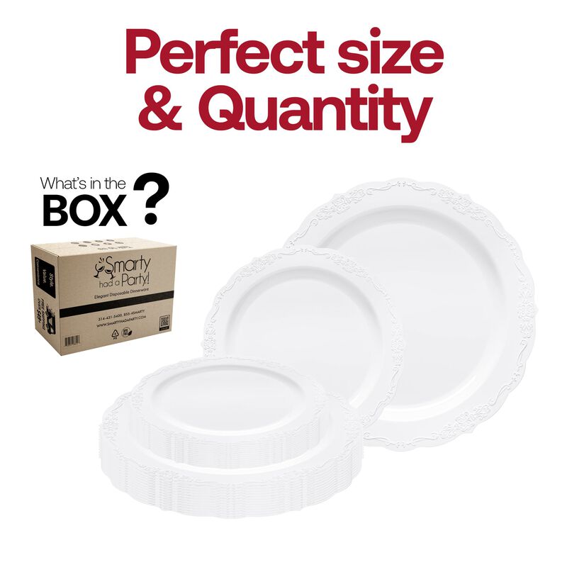 White Vintage Round Plastic Dinnerware Value Set (120 Sets) image number 4