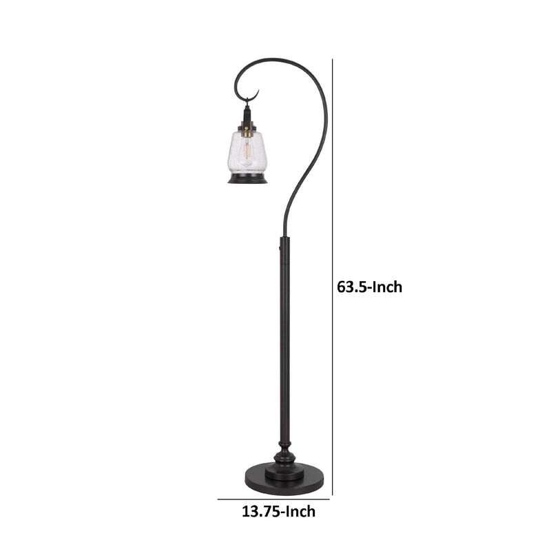 Jerry Classic Lantern Floor Lamp, Bubble Glass Shade, Dark Bronze Metal image number 7