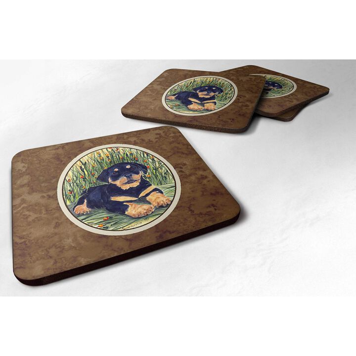 Caroline's Treasures SS8107FC Rottweiler Foam Coasters (Set of 4), 3.5 H x 3.5 W, Multicolor