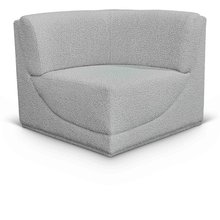 Meridian Furniture Ollie Grey Boucle Fabric Corner