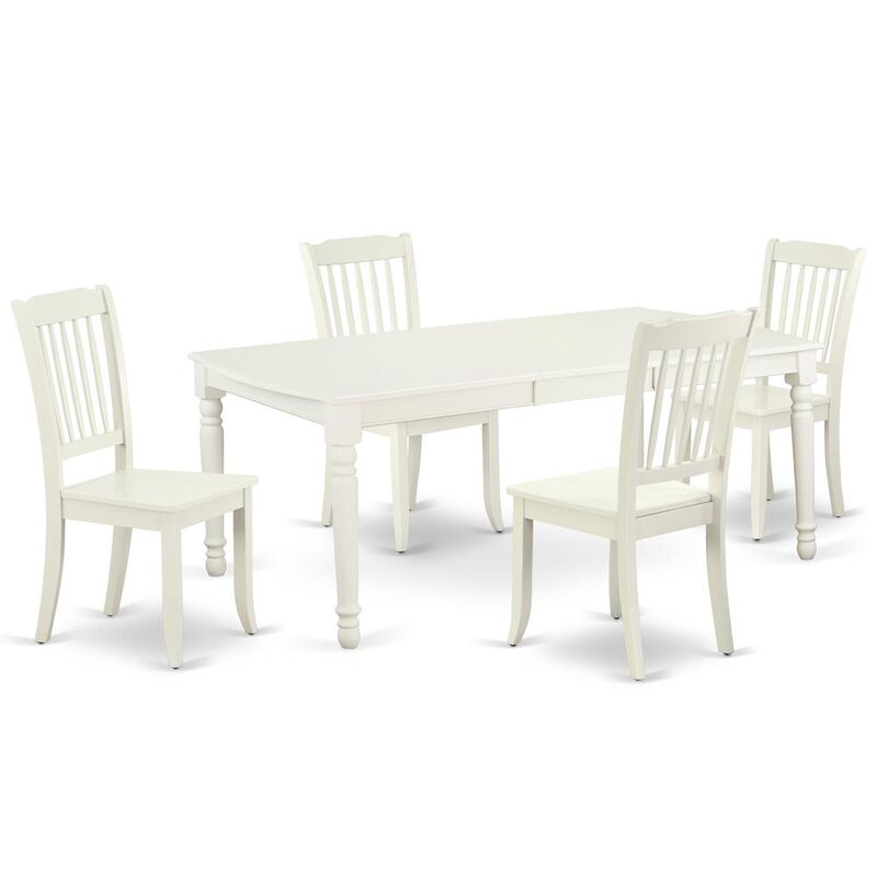 East West Furniture Dining Room Set Linen White, DODA5-LWH-W