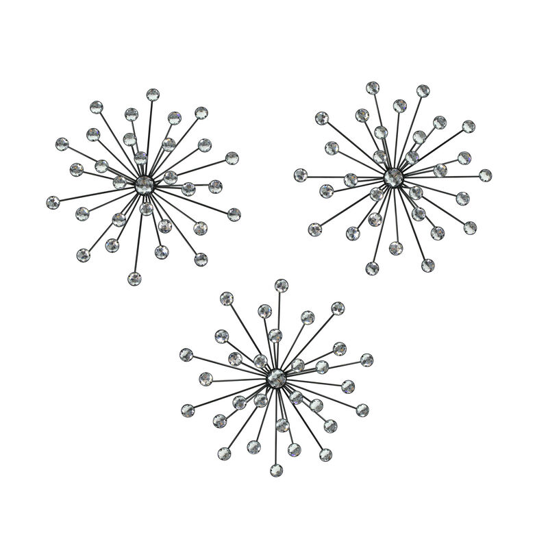 Jeweled 3D Bursting Star Wall Sculpture Set of 3 image number 0