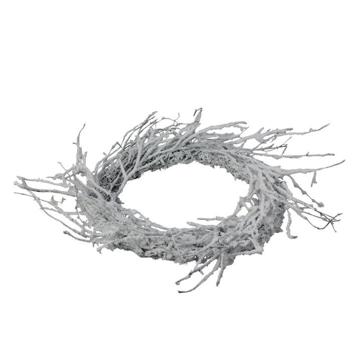 Snow Flocked and Iridescent Glitter Twig Artificial Christmas Wreath - 24-Inch  Unlit