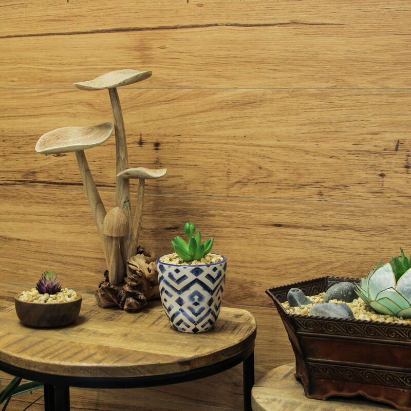 Hand Carved Indonesian Parasite Wood Mushroom Cluster Statue image number 5