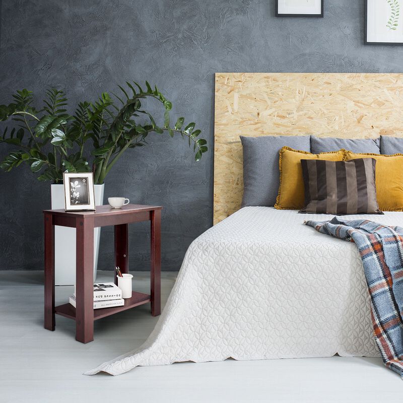 2-Tier Modern End Table with Storage Shelf, Compact Design for Small Spaces