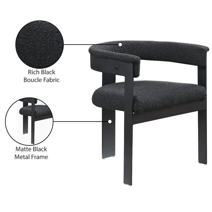 Meridian Furniture Romeo Black Boucle Fabric Dining Chair, Set of 2