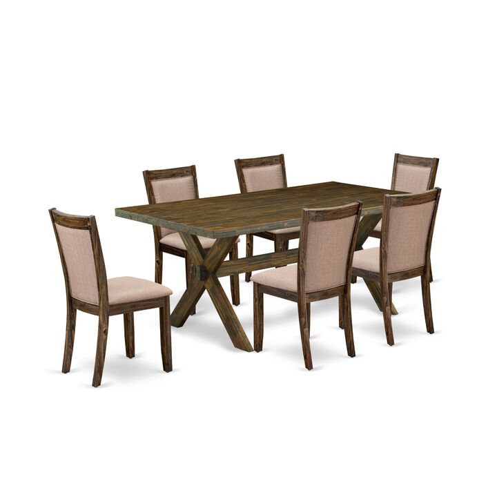 East West Furniture X777MZ716-7 7Pc Dining Set - Rectangular Table and 6 Parson Chairs - Multi-Color Color
