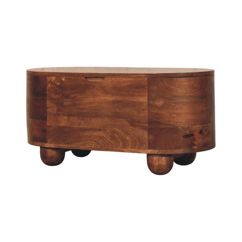 Artisan Furniture Solid Wood Curva Storage Trunk,Oak with Storage image number 2