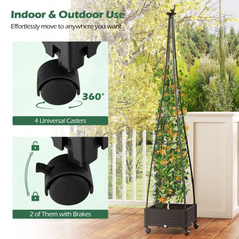 Hivvago Garden Obelisk Trellis with Self-Drainage System for Climbing Plants