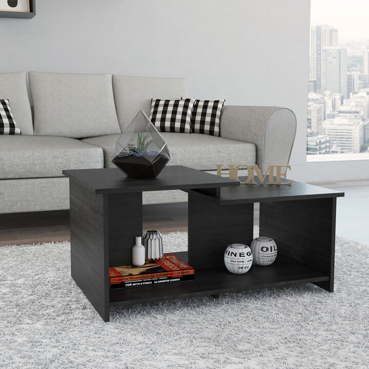 Hivvago 35 Inch Black Wood Abstract Coffee Table