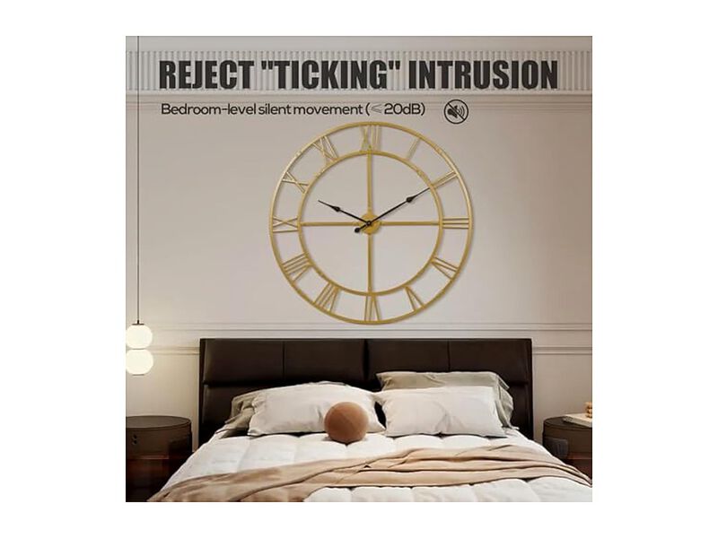 Assembly Farmhouse Metal Wall Clock 40 Inch Silent Non Ticking Living Room Decor image number 2