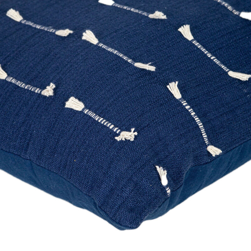 HomeRoots 18" Dark Blue Striped Cotton Throw Pillow With Texture image number 4