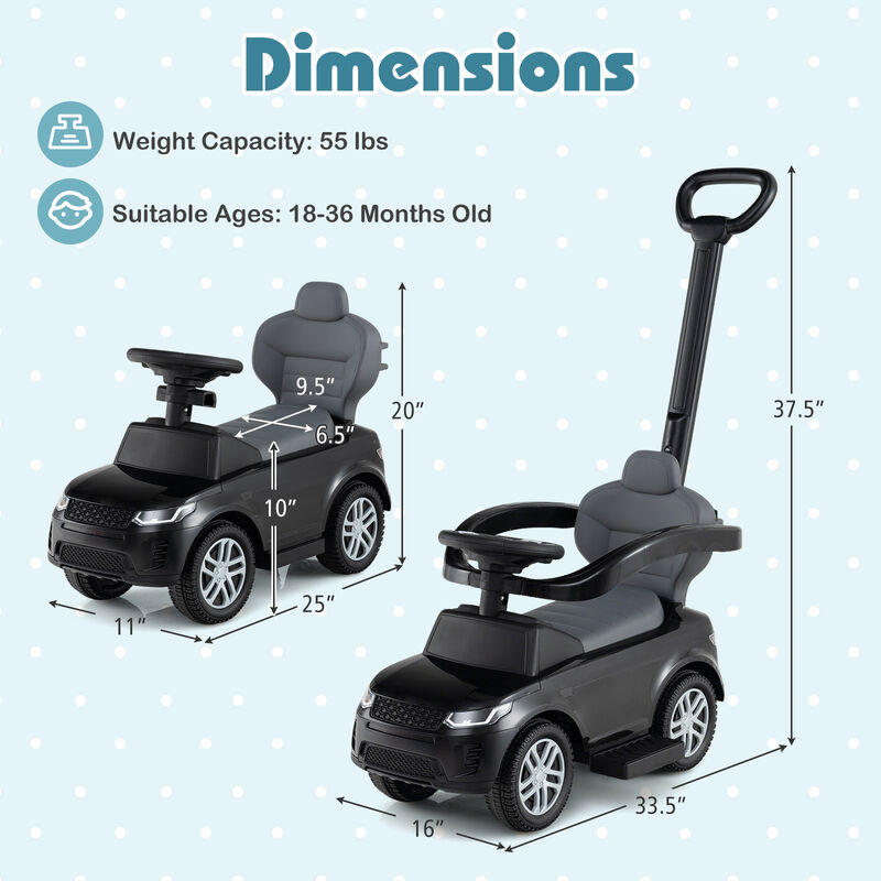 3 in 1 Baby Push Car with Safety Guardrail and Handle for Toddler Indoor Play image number 2
