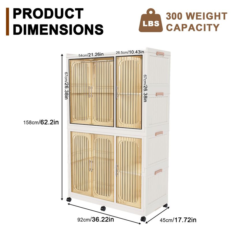 Clihome Portable Wardrobe Closet Organizer,Clothes Dresser,6 Cubes&Magnetic Doors,with Hanging Rods,Hangers image number 8