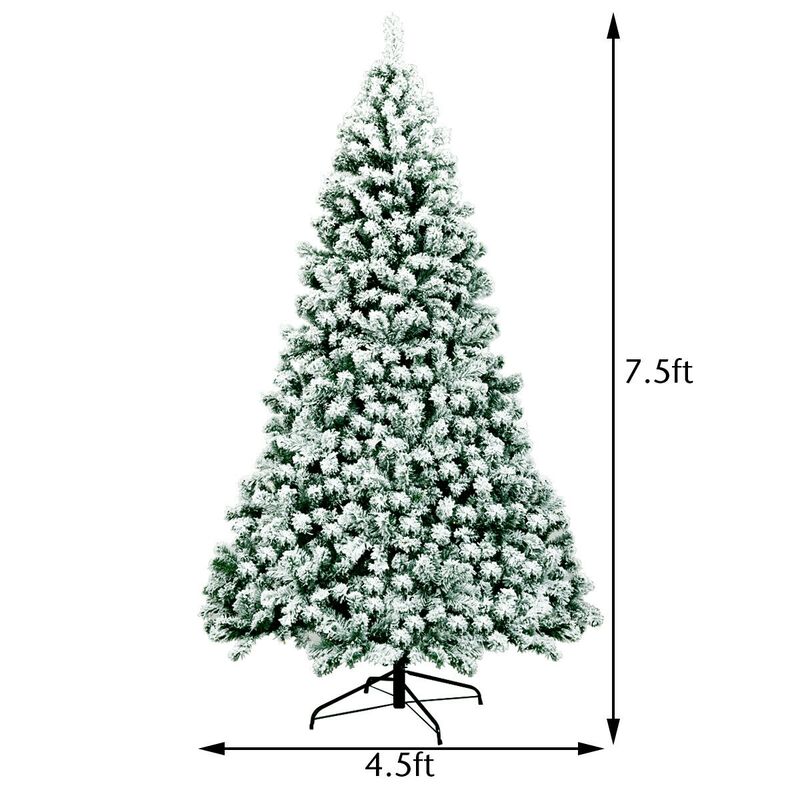 Pre-Lit Premium Snow Flocked Hinged Artificial Christmas Tree with 550 Lights