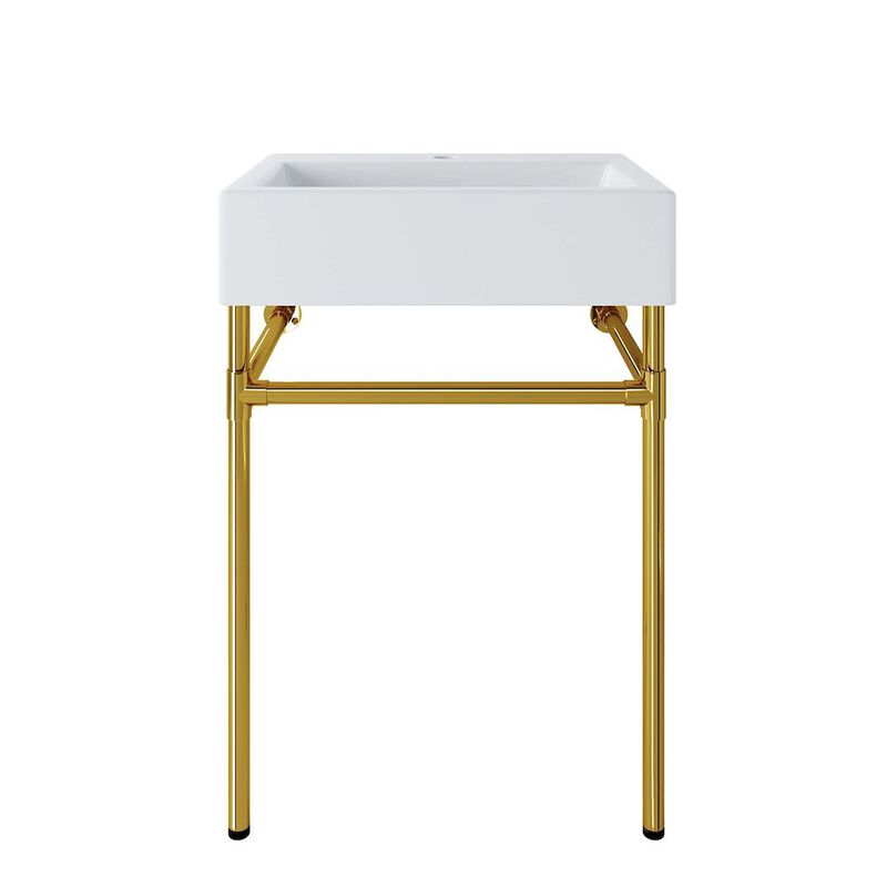 Redeem 24" Wall-Mount Gold Stainless Steel Bathroom Vanity image number 0