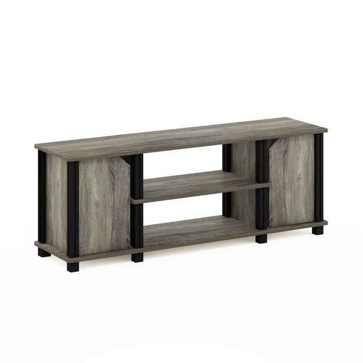Furinno Furinno Simplistic TV Stand with Shelves and Storage, French Oak/Black
