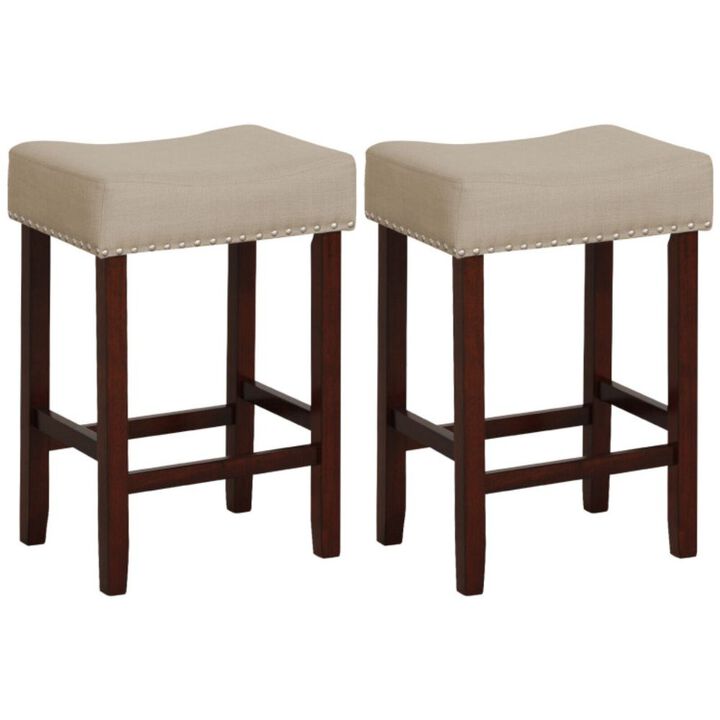 Hivago Set of 2 24 Inch Bar Stool with Curved Seat Cushions