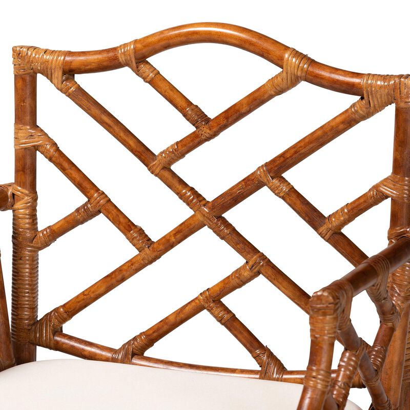 bali & pari Aella Marbled Tortoise Natural Rattan Armchair - Handcrafted Wicker Accent Seating with Open Back image number 5
