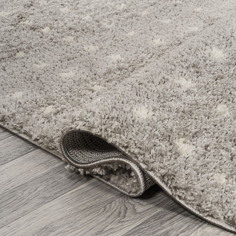 Pele Modern Geometric Dot Shag Gray/Ivory Rug