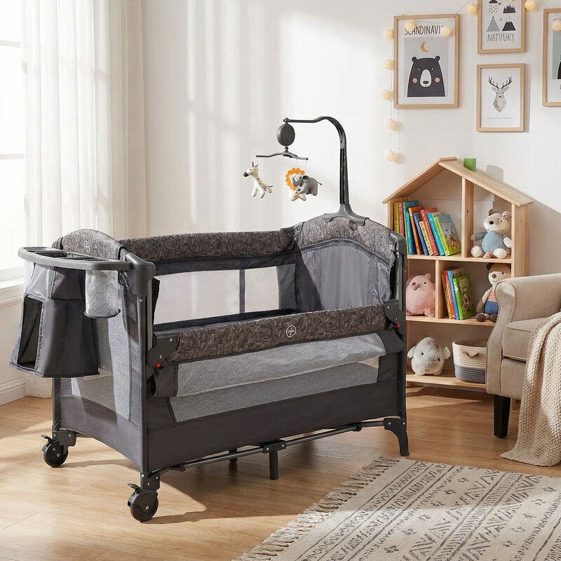 Convertible 5-in-1 Bedside Bassinet with Mattress & Diaper Table image number 2