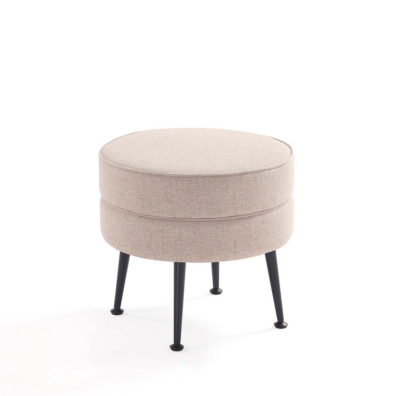 Bailey Cream and Black Ottoman