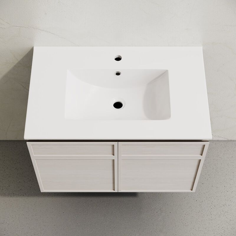 St. Tropez 30" Wall-Mounted Bathroom Vanity in White Oak with Sink Top image number 3