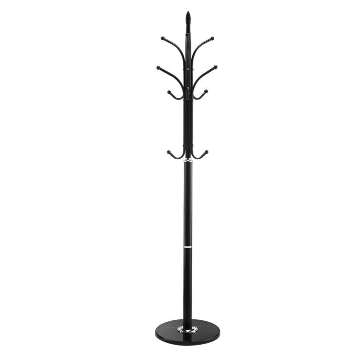 Modern Coat Tree Stand with Marble Base 6 Hooks for Home Entryway