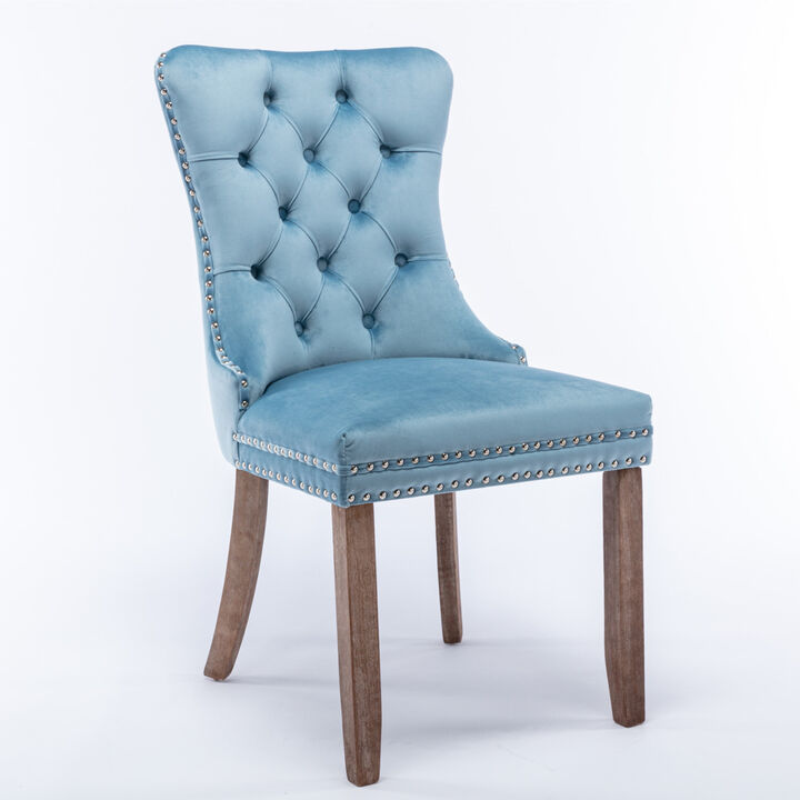 Streamdale Modern Velvet Dining Chairs 2-PCS Set, Light Blue