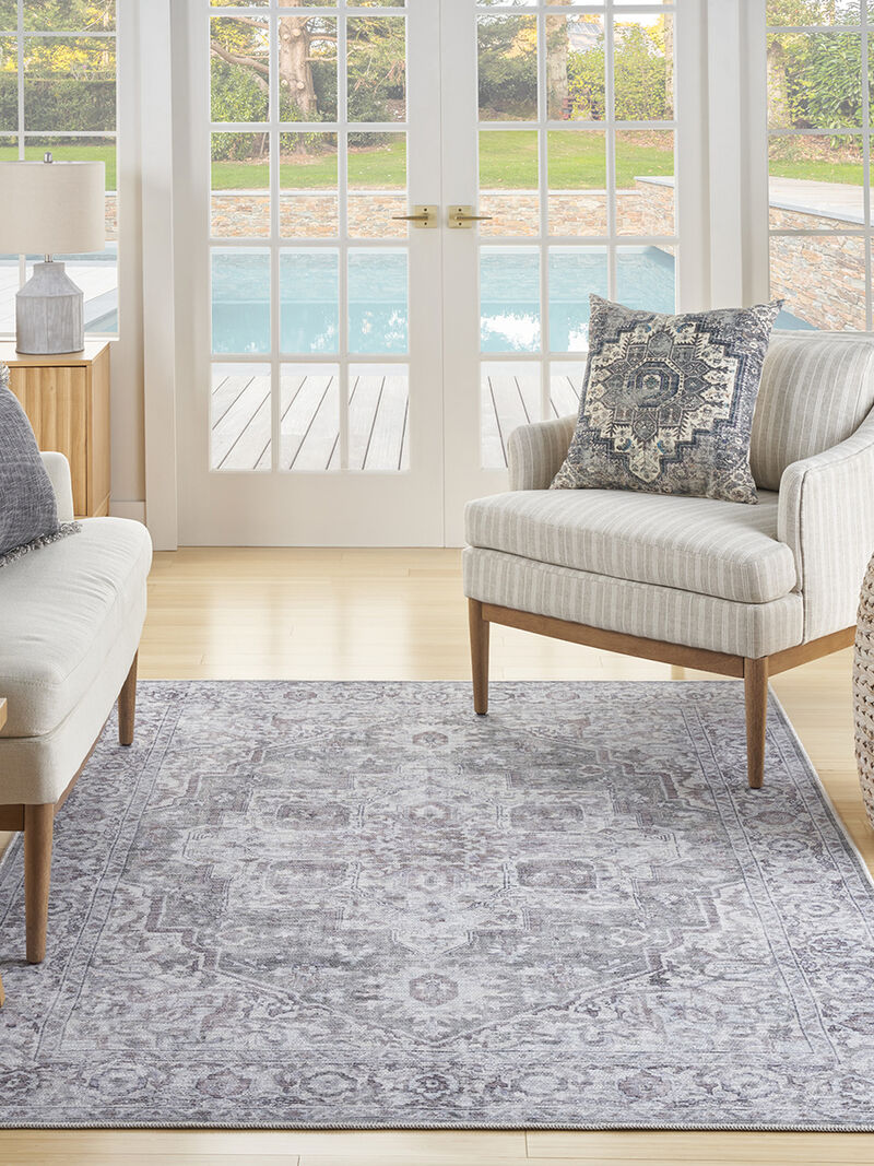 Machine Washable Series 1 SR101 Ivory/Gray 6' x 9' Rug