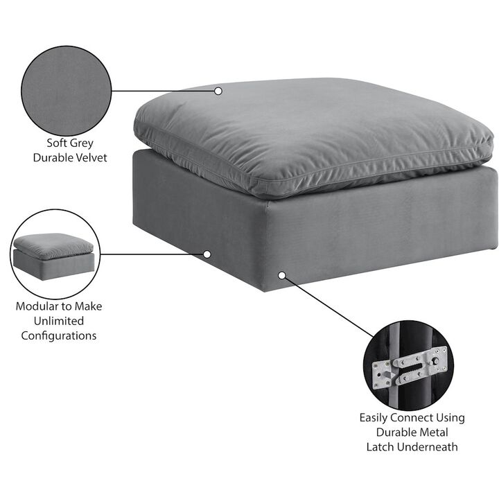 Meridian Furniture Comfy Grey Velvet Modular Ottoman