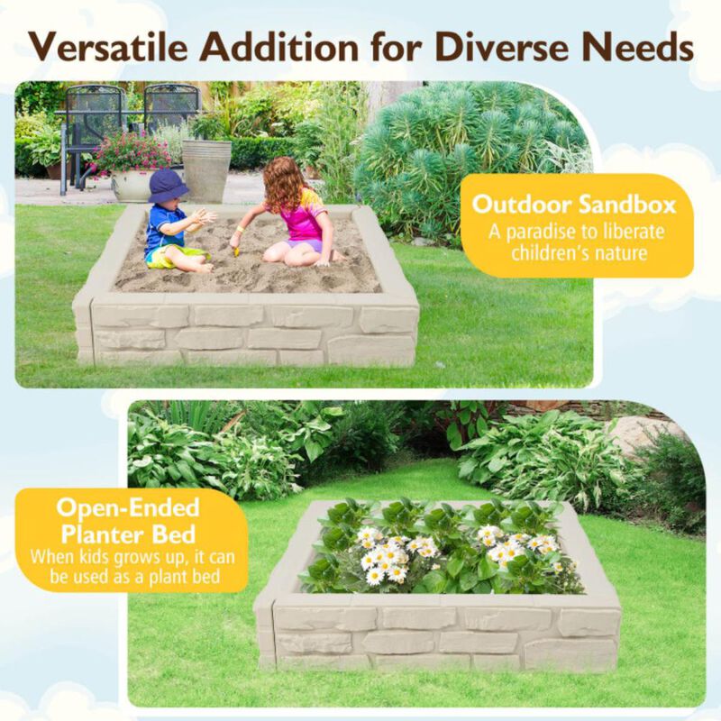 Hivvago 2-In-1 HDPE Kids Sandbox with Cover and Bottom Liner