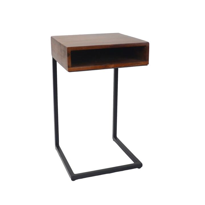 Carolina Living Dashiel Cubby C-Form Table - Chestnut/Black