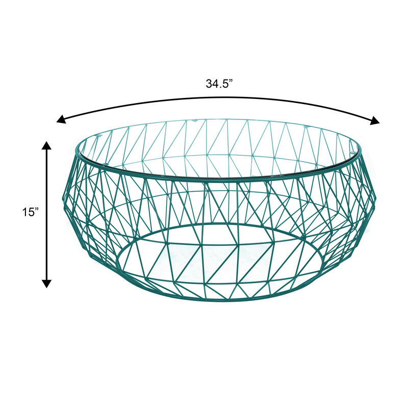 LeisureMod Malibu 39" Octagon End Table with Glass Top