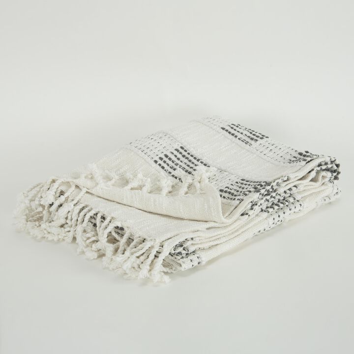 Gray/Natural 50" x 60" Throw Blanket, Artisanal
