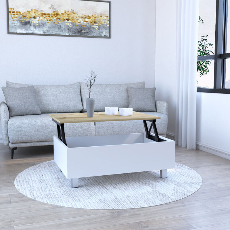 Lift Top Coffee Table Annapolis, Living Room, White / Light Oak